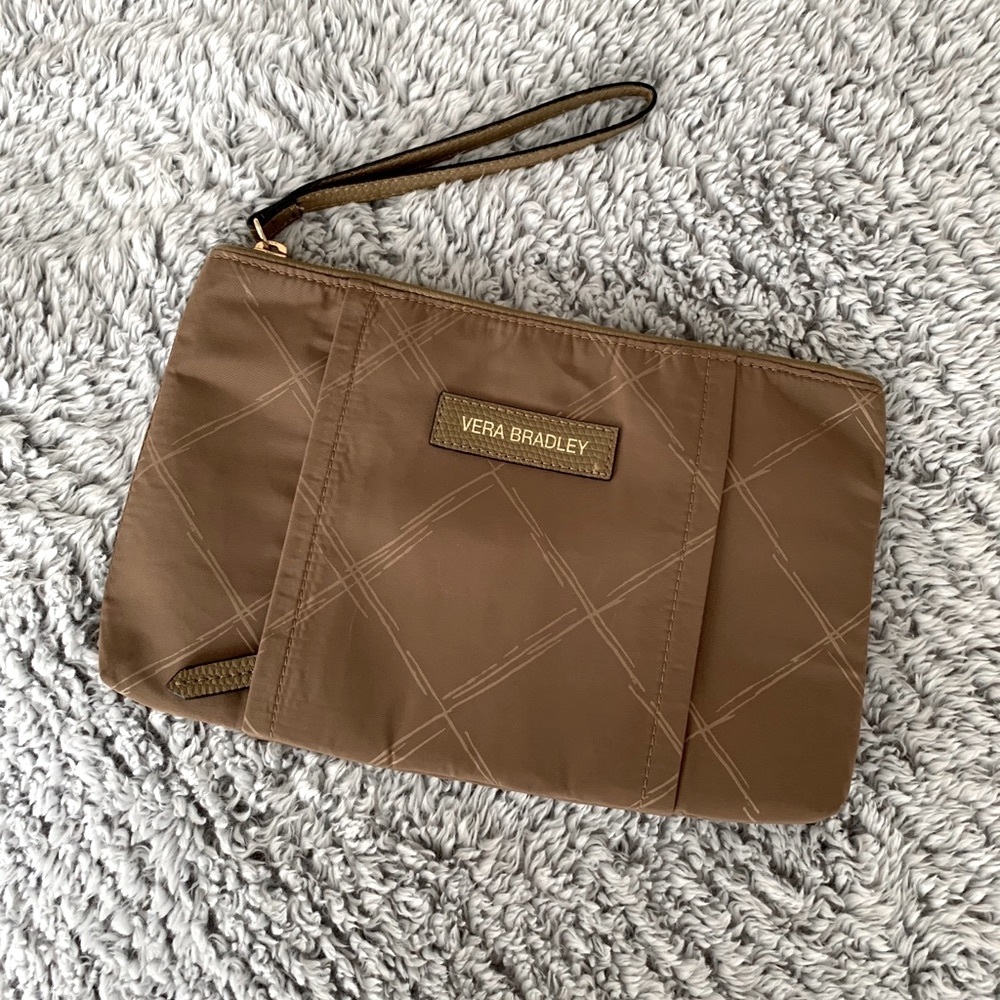 Vera Bradley Preppy Poly Wristlet Purse  - Brown/Tan